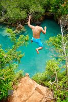Jumping into Blue Water