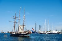 Two-Masted Tall Ship in Harbour