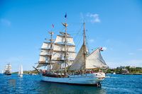 Tall Ships Passing in Harbour