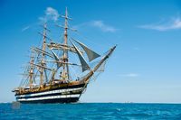 Square-Rigged Tall Ship at Sea