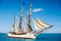 White Tall Ship Under Sail