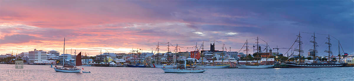 Tall Ships In Hamilton An evening panoramic image of the visiting Tall Ships in 2009