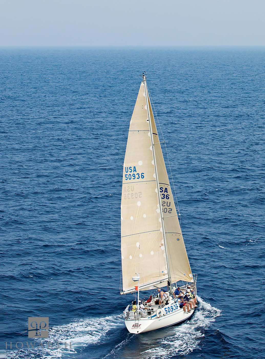 A sail boat finishing the Marion to Bermuda Yacht Race - Boat name - Babe