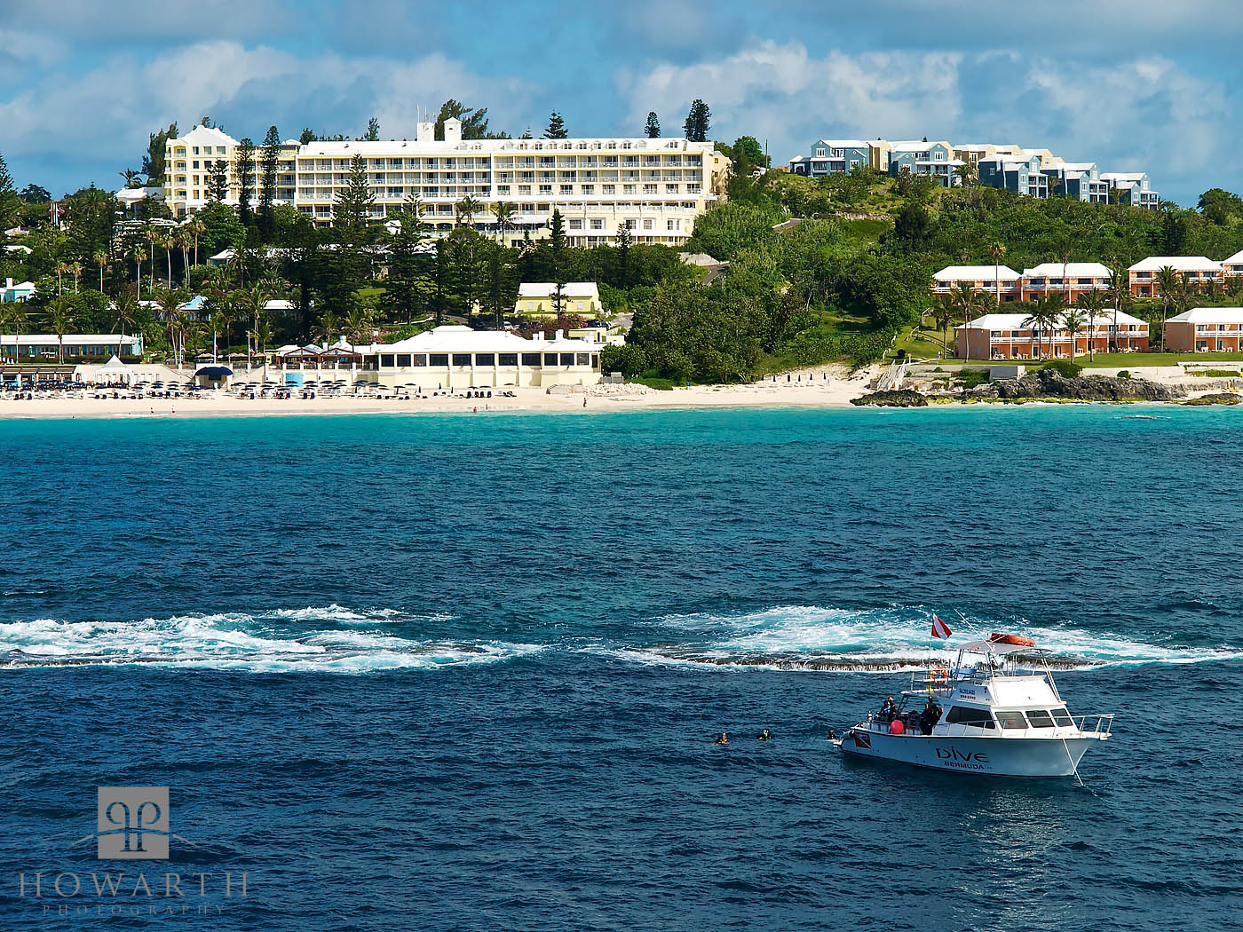 SCUBA Diving boat on the reef off of Elbow Beach Hotel