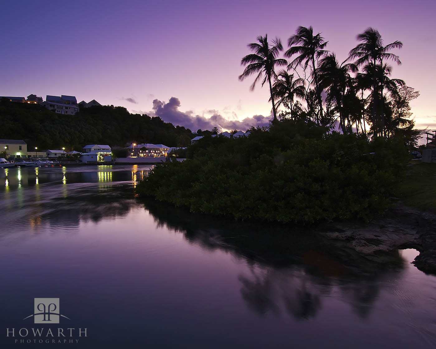 Purple twilight reflections at Flatts Inlet